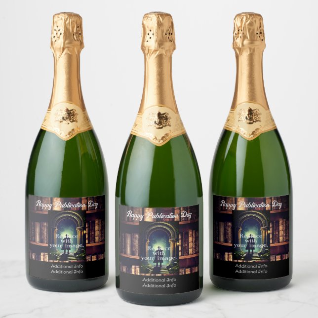 Étiquettes Pour Bouteilles De Vin Mousseux Arrière - plan de livres rustiques (Bouteilles)