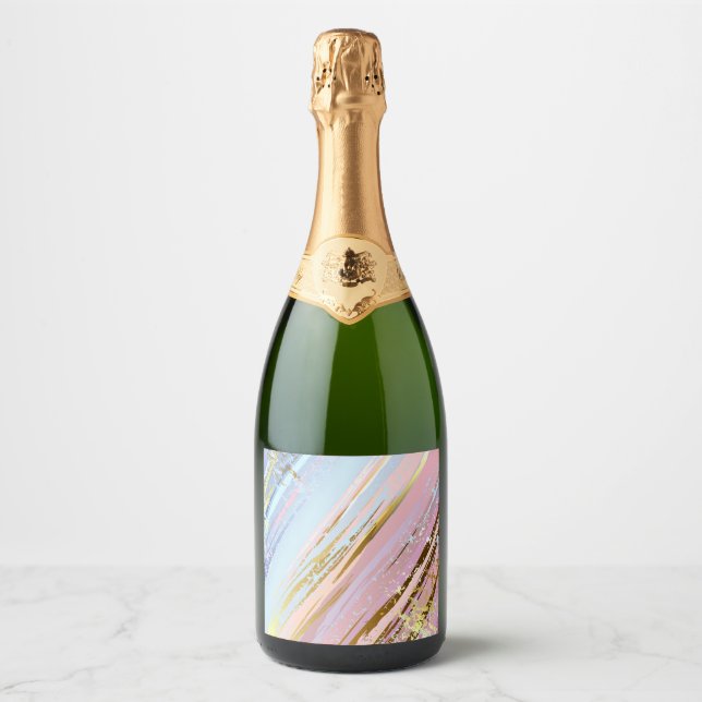 Étiquettes Pour Bouteilles De Vin Mousseux Arrière - plan rose texturé (Devant)