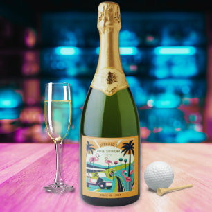 Étiquettes Pour Bouteilles De Vin Mousseux Art Déco Golf 50e anniversaire