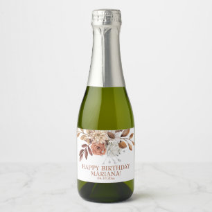 Étiquettes Pour Bouteilles De Vin Mousseux Automne Aquarelle Florale fête d'anniversaire
