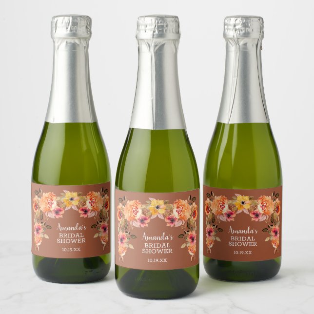 Étiquettes Pour Bouteilles De Vin Mousseux Automne Fête des mariées Florale Mini (Bouteilles)