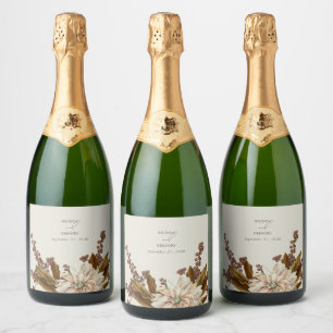 Étiquettes Pour Bouteilles De Vin Mousseux Automne Floral Tones Terre Aquarelle Mariage de au
