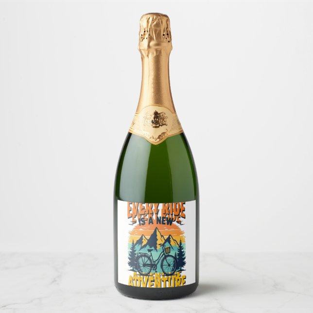 Étiquettes Pour Bouteilles De Vin Mousseux Aventure VTT (Devant)