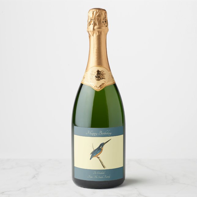 Étiquettes Pour Bouteilles De Vin Mousseux Azure Kingfisher II (Devant)