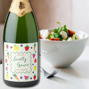 Étiquettes Pour Bouteilles De Vin Mousseux Baby shower de marché des fermiers cultivés locale