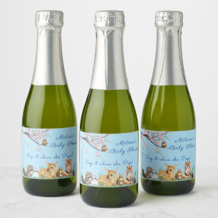 Étiquettes Pour Bouteilles De Vin Mousseux Baby shower Feu Chouette Nature Pop It When She Po