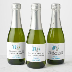 Étiquettes Pour Bouteilles De Vin Mousseux Baby shower garçon bleu mignon Mini personnalisé