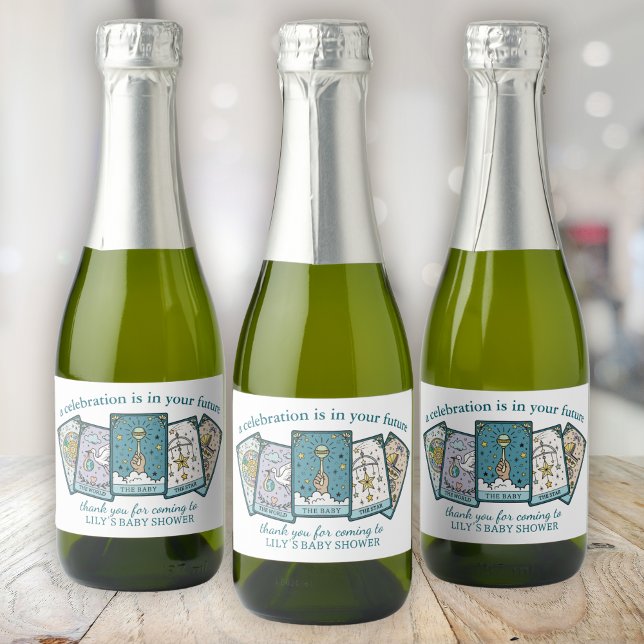 Étiquettes Pour Bouteilles De Vin Mousseux Baby shower Tarot (Créateur téléchargé)