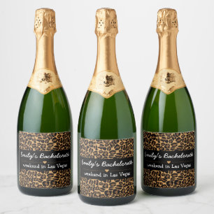 Étiquettes Pour Bouteilles De Vin Mousseux Bachelorette Bride Boujee Empreinte de léopard bra