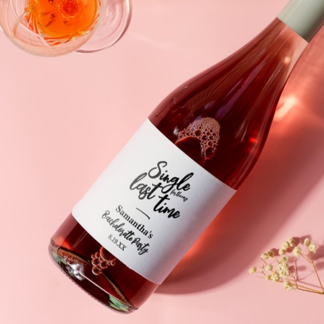 Étiquettes Pour Bouteilles De Vin Mousseux Bachelorette minimaliste (Créateur téléchargé)