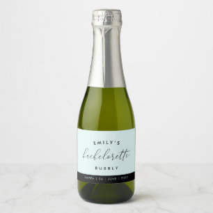 Étiquettes Pour Bouteilles De Vin Mousseux Bachelorette moderne bleue personnalisée mousseux 