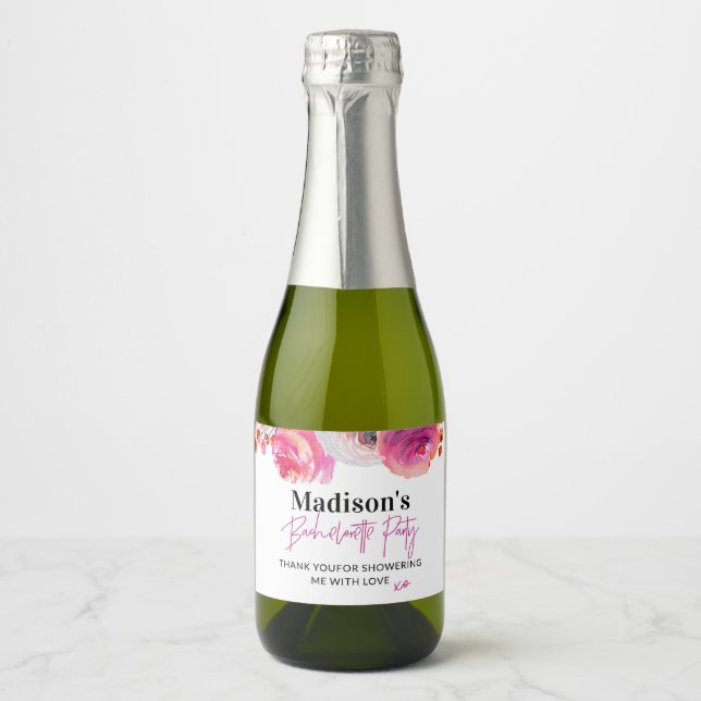 Étiquettes Pour Bouteilles De Vin Mousseux Bachelorette rose vif Favoriser (Devant)