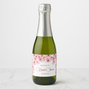 Étiquettes Pour Bouteilles De Vin Mousseux Baigneuse de mariage de cerisier à l'aquarelle