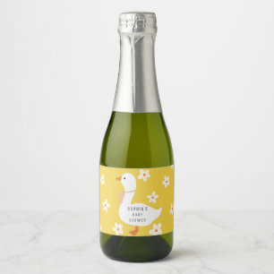 Étiquettes Pour Bouteilles De Vin Mousseux Bain de bébé Oie blanche et Marguerites