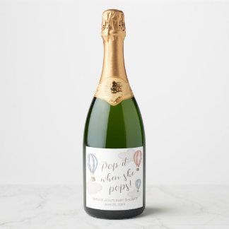Étiquettes Pour Bouteilles De Vin Mousseux Ballons à Air Chaud pour Baby Shower Genre Neutre