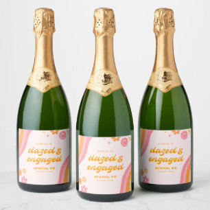 Étiquettes Pour Bouteilles De Vin Mousseux Bazed & Engagé rose & orange