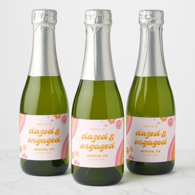 Étiquettes Pour Bouteilles De Vin Mousseux Bazed & Engagé rose & orange (Bouteilles)
