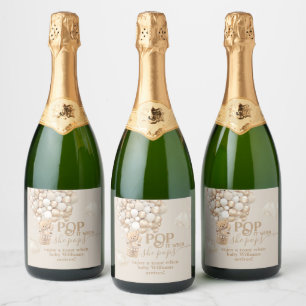 Étiquettes Pour Bouteilles De Vin Mousseux Bear Balloon Baby shower neutre prêt à éclater