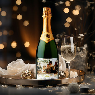 Étiquettes Pour Bouteilles De Vin Mousseux Beau cadre de Noël Photo personnalisée