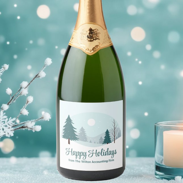Étiquettes Pour Bouteilles De Vin Mousseux Beau Noël Arbres Fêtes d'hiver Fête (Créateur téléchargé)