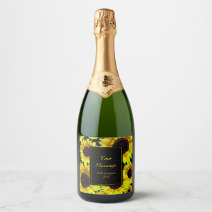Étiquettes Pour Bouteilles De Vin Mousseux Beau tournesol jaune lumineux - toute occasion