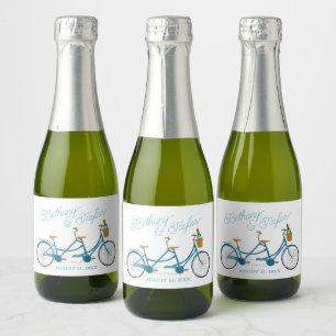 Étiquettes Pour Bouteilles De Vin Mousseux Bicyclette pour deux couples Invitation de douche 