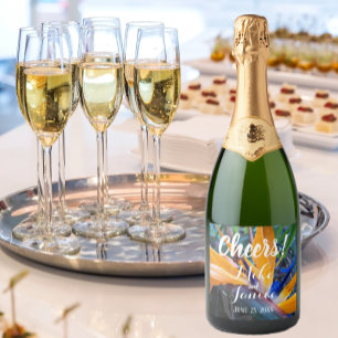 Étiquettes Pour Bouteilles De Vin Mousseux Bird of Paradise Plante Floral Mariage