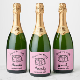 Étiquettes Pour Bouteilles De Vin Mousseux Black Bow Tying Up Her Twenties 30th Birthday