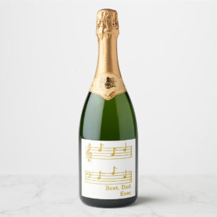 ÉTIQUETTES POUR BOUTEILLES DE VIN MOUSSEUX BLANC GOLD MUSIC AMATEUR NOTES MEILLEUR PAPA JAMAI