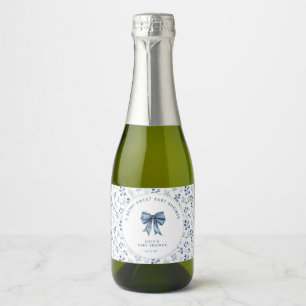 Étiquettes Pour Bouteilles De Vin Mousseux Bleu Berry Baby shower doux