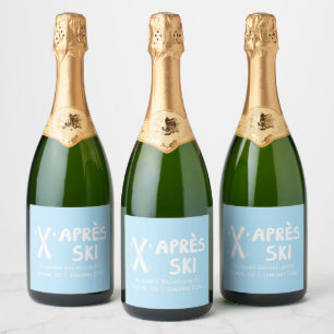 Étiquettes Pour Bouteilles De Vin Mousseux Blue Après Ski Enterrement de Vie de Jeune Fille C