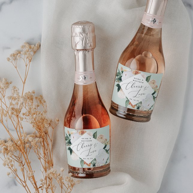 Étiquettes Pour Bouteilles De Vin Mousseux Boho Blooms Chevaux personnalisés à l'amour (Créateur téléchargé)