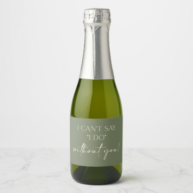 Étiquettes Pour Bouteilles De Vin Mousseux Boho Bridesmaid Proposition Mini Champagne Étiquet (Devant)