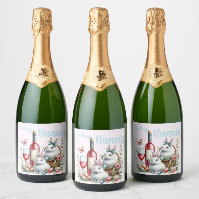 Étiquettes Pour Bouteilles De Vin Mousseux Boire des lapins Pâques (Bouteilles)