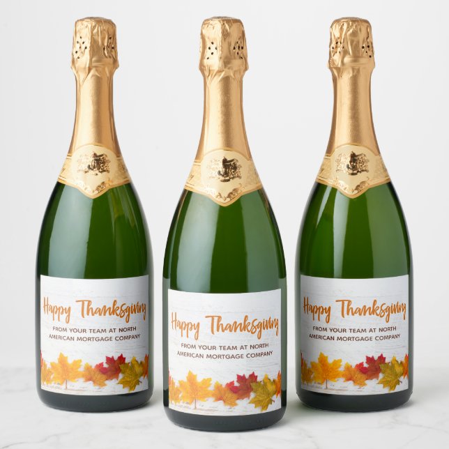 Étiquettes Pour Bouteilles De Vin Mousseux Bon thanksgiving Automne Quitte l'activité personn (Bouteilles)
