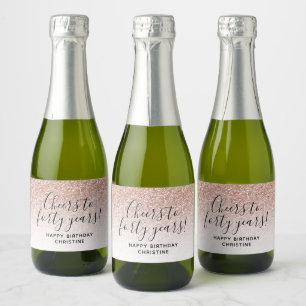 Étiquettes Pour Bouteilles De Vin Mousseux Bonheur à Quarante Ans Parties scintillant rose 4