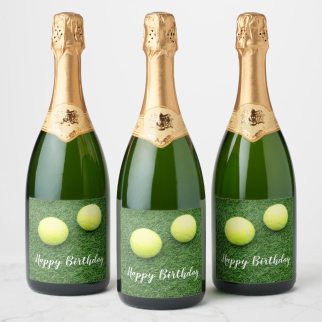 Étiquettes Pour Bouteilles De Vin Mousseux Boules de tennis sur herbe verte (Bouteilles)