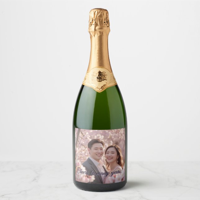 Étiquettes Pour Bouteilles De Vin Mousseux Bouteille à vin mariage (Devant)