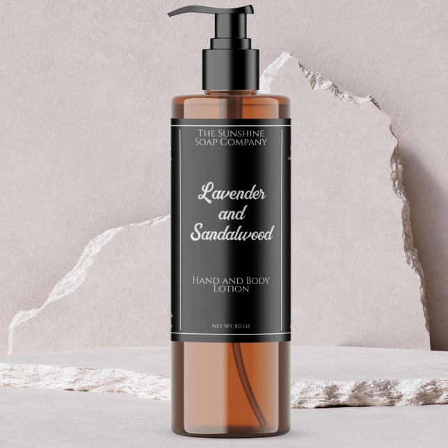 Étiquettes Pour Bouteilles De Vin Mousseux Bouteille de cosmétique noir et blanc imperméable  (Créateur téléchargé)