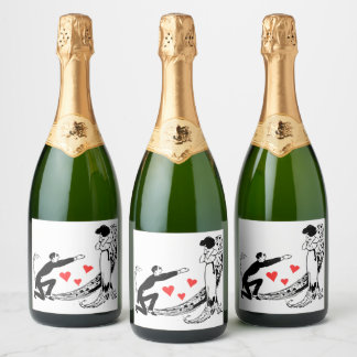 Étiquettes Pour Bouteilles De Vin Mousseux Bouteille Saint Valentin 4" * 3,5"