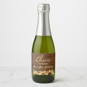 Étiquettes Pour Bouteilles De Vin Mousseux Bravo à M. et Mme Sunflower Mariage Mini
