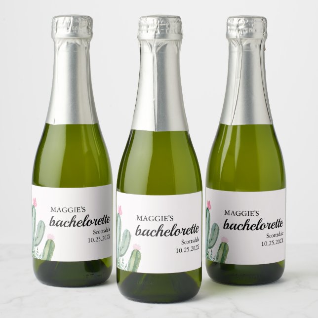 Étiquettes Pour Bouteilles De Vin Mousseux Cactus Succulent Désert Bachelorette (Bouteilles)