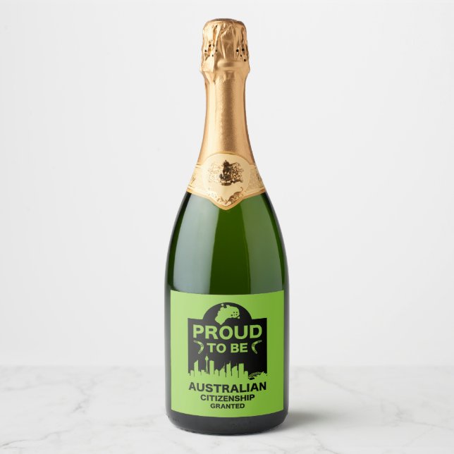 Étiquettes Pour Bouteilles De Vin Mousseux Cadeau de citoyenneté australienne (Devant)
