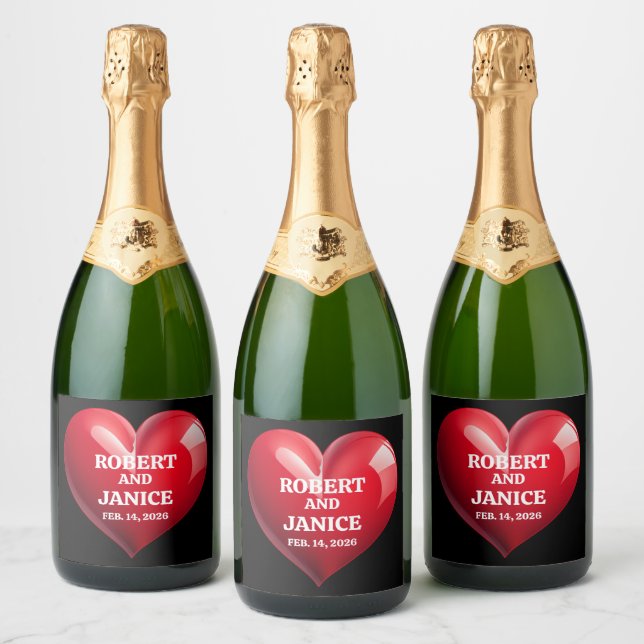 Étiquettes Pour Bouteilles De Vin Mousseux Cadeau de Saint-Valentin personnalisé cœur (Bouteilles)
