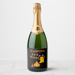 Étiquettes Pour Bouteilles De Vin Mousseux Camping & Boos Ghosts Vin Camping Halloween
