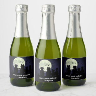 Étiquettes Pour Bouteilles De Vin Mousseux caterwauling, Chats au clair de lune. Personnalise