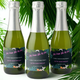 Étiquettes Pour Bouteilles De Vin Mousseux Célébration des 30 ans aux vibes tropicales chic