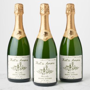 Étiquettes Pour Bouteilles De Vin Mousseux C'est Amore Italien Drawn Engagemen Fête des marié