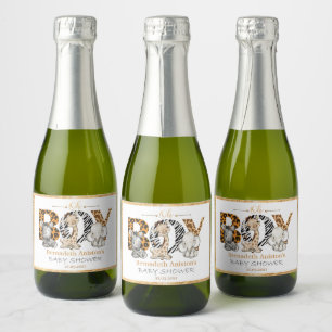 Étiquettes Pour Bouteilles De Vin Mousseux C'est un petit Baby shower Safari Garçon Mini