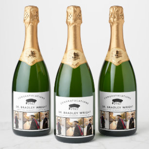 Étiquettes Pour Bouteilles De Vin Mousseux Chapeau de remise des diplômes de doctorat personn